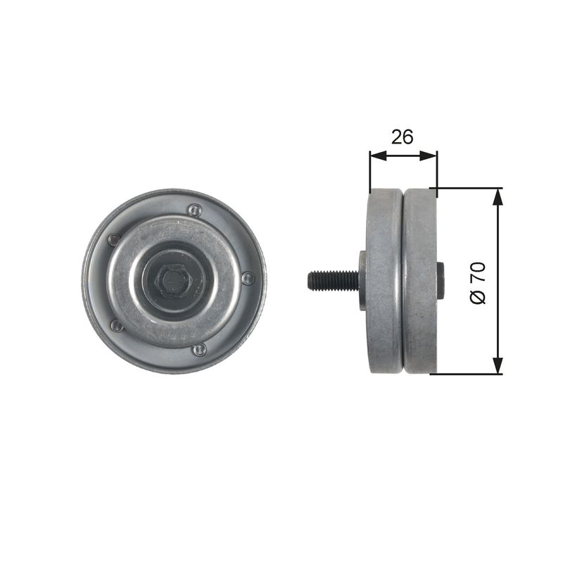 GATES T36466 Deflection/Guide Pulley, V-ribbed belt