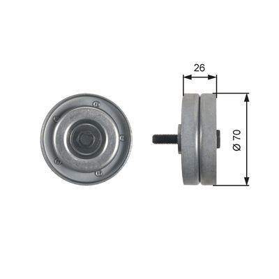 Deflection/Guide Pulley, V-ribbed belt GATES T36466
