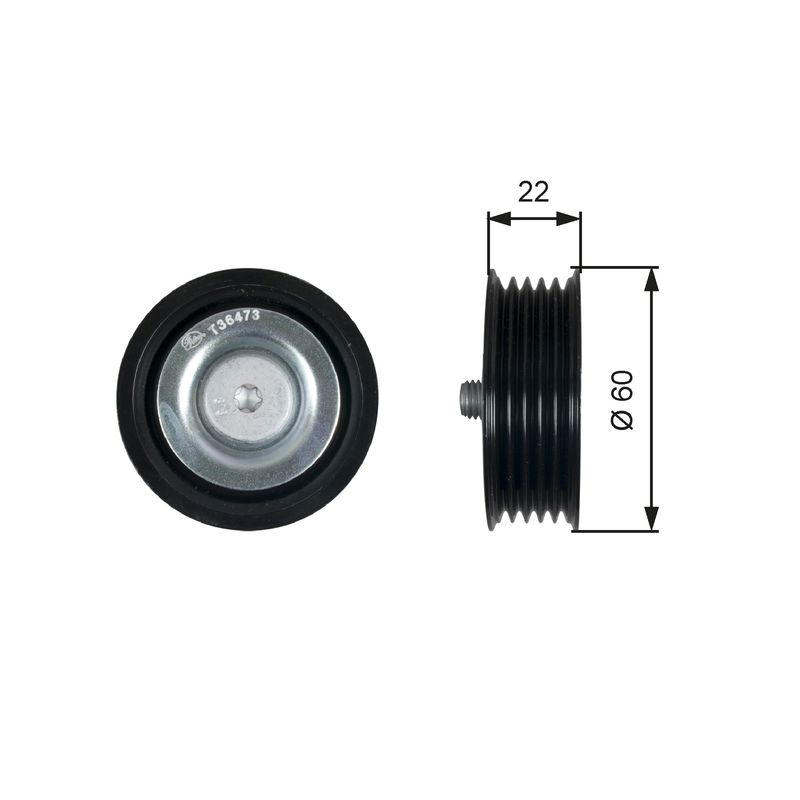 GATES T36473 Deflection/Guide Pulley, V-ribbed belt