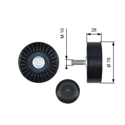 Deflection/Guide Pulley, V-ribbed belt GATES T36485