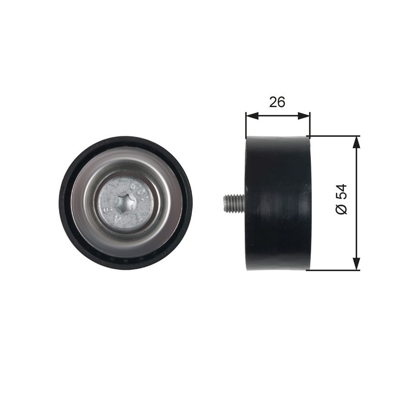 GATES T36486 Deflection/Guide Pulley, V-ribbed belt