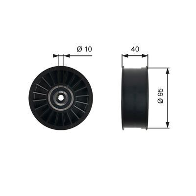 Deflection/Guide Pulley, V-ribbed belt GATES T36500