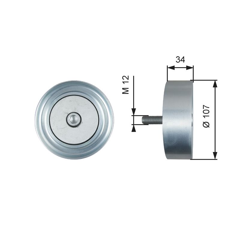 GATES T36515 Deflection/Guide Pulley, V-ribbed belt