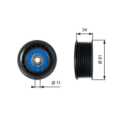 Deflection/Guide Pulley, V-ribbed belt GATES T36517