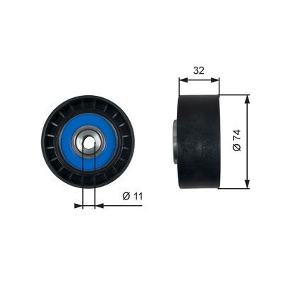 Deflection/Guide Pulley, V-ribbed belt GATES T36518