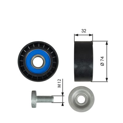 Deflection/Guide Pulley, V-ribbed belt GATES T36527