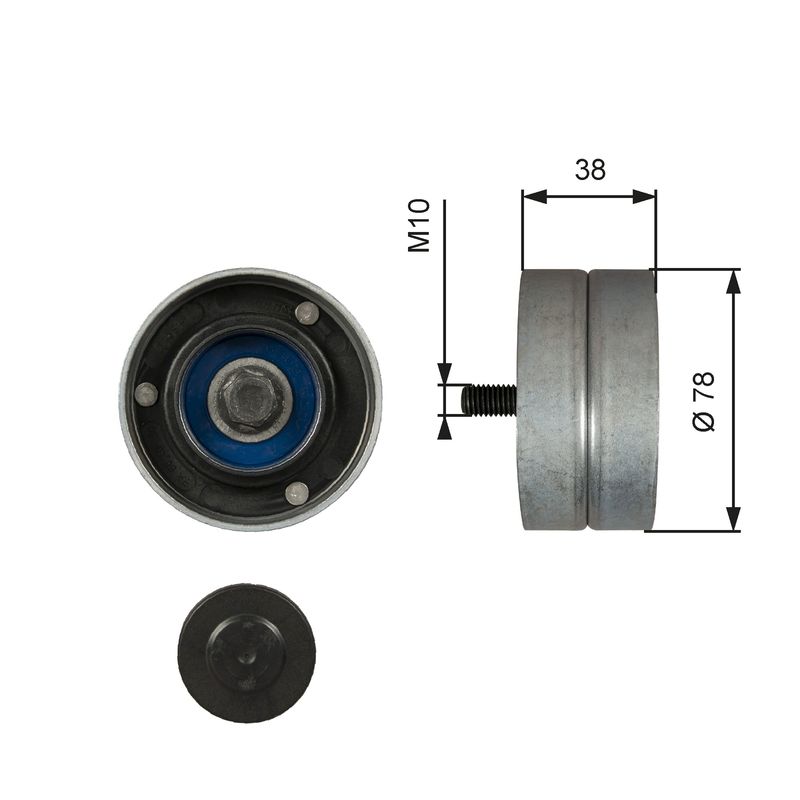 GATES T36529 Deflection/Guide Pulley, V-ribbed belt
