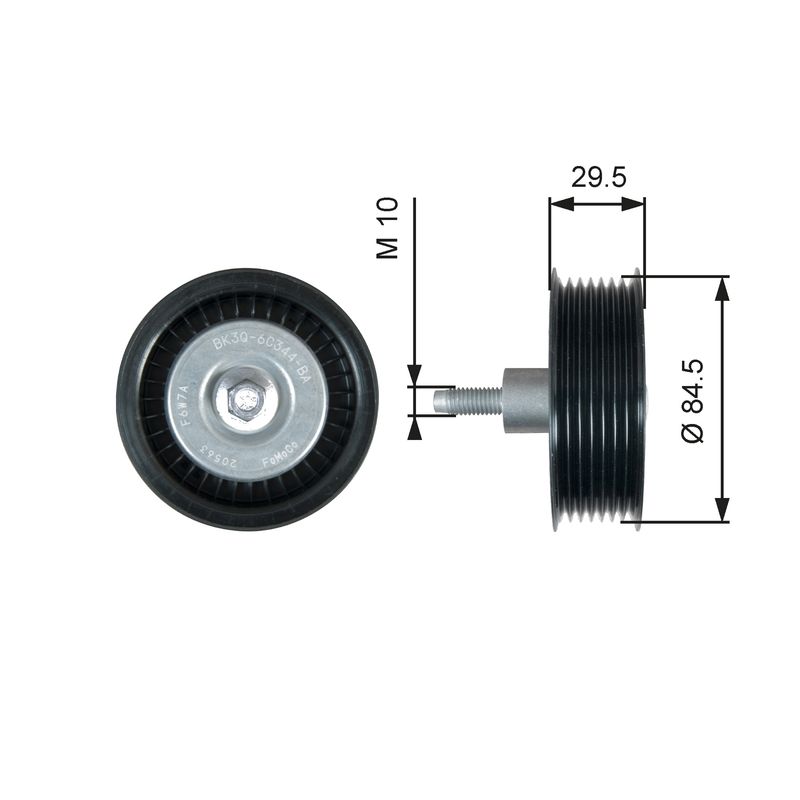 GATES T36536 Deflection/Guide Pulley, V-ribbed belt