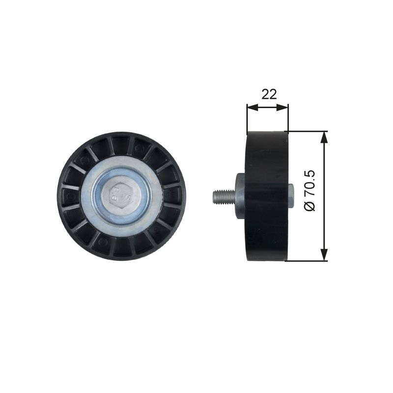 GATES T36607 Deflection/Guide Pulley, V-ribbed belt