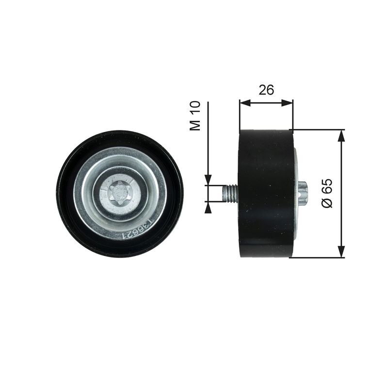GATES T36621 Deflection/Guide Pulley, V-ribbed belt