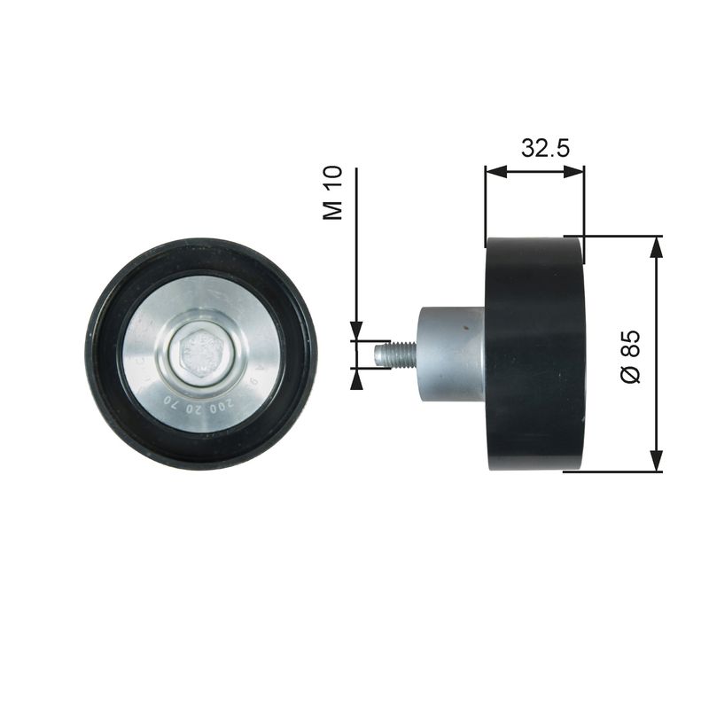 GATES T36625 Deflection/Guide Pulley, V-ribbed belt