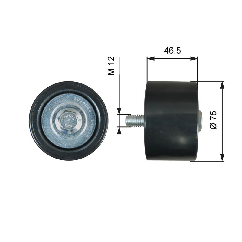 GATES T36626 Deflection/Guide Pulley, V-ribbed belt