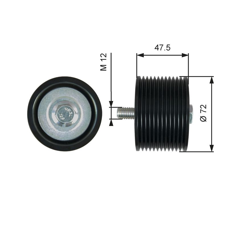 GATES T36627 Deflection/Guide Pulley, V-ribbed belt