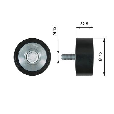 Deflection/Guide Pulley, V-ribbed belt GATES T36628