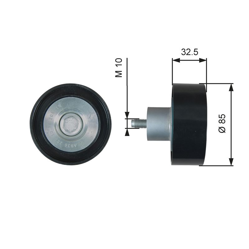 GATES T36629 Deflection/Guide Pulley, V-ribbed belt