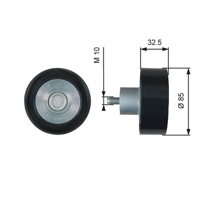 Deflection/Guide Pulley, V-ribbed belt GATES T36629