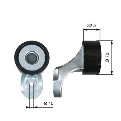 Deflection/Guide Pulley, V-ribbed belt GATES T36651