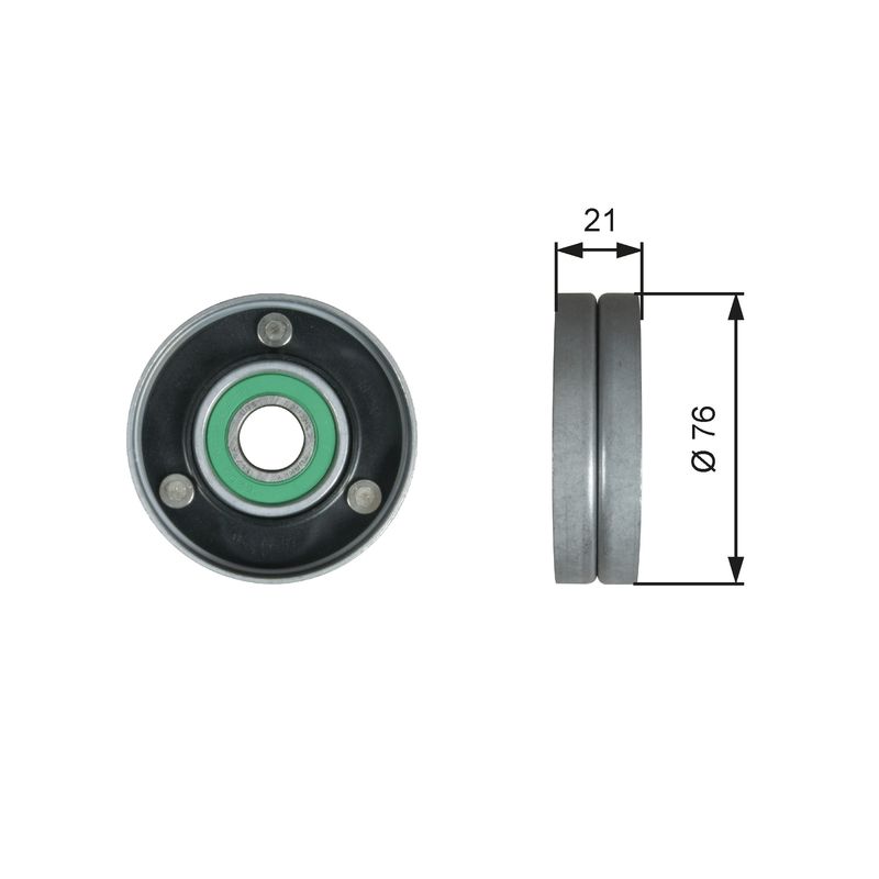 GATES T36730 Deflection/Guide Pulley, V-ribbed belt