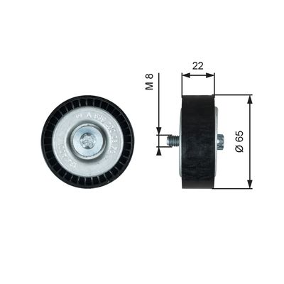 Deflection/Guide Pulley, V-ribbed belt GATES T36734