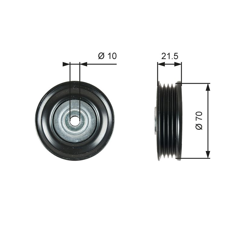 GATES T36747 Deflection/Guide Pulley, V-ribbed belt