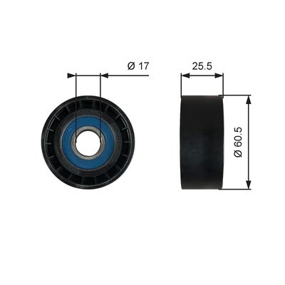 Deflection/Guide Pulley, V-ribbed belt GATES T36754
