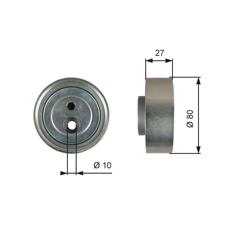GATES T36755 Deflection/Guide Pulley, V-ribbed belt