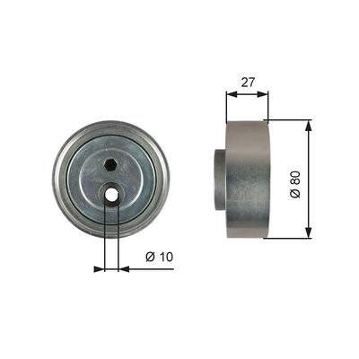 Deflection/Guide Pulley, V-ribbed belt GATES T36755