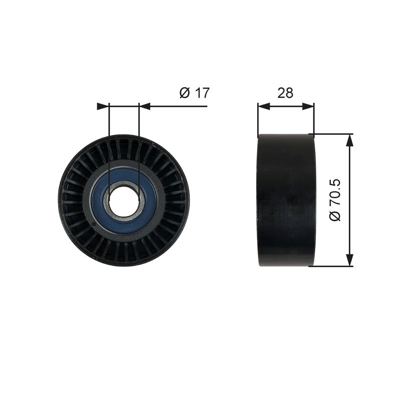 GATES T36759 Deflection/Guide Pulley, V-ribbed belt