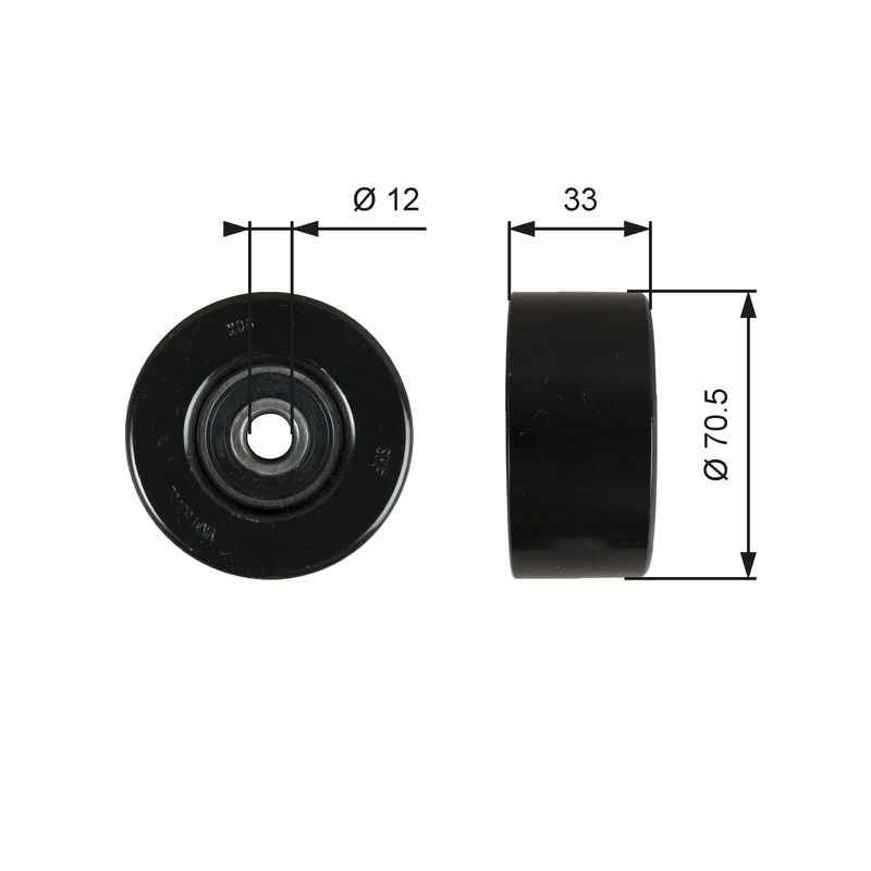 GATES T36762 Deflection/Guide Pulley, V-ribbed belt