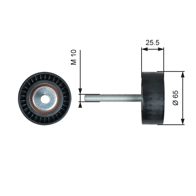 GATES T36772 Deflection/Guide Pulley, V-ribbed belt