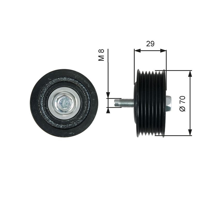 GATES T36773 Deflection/Guide Pulley, V-ribbed belt