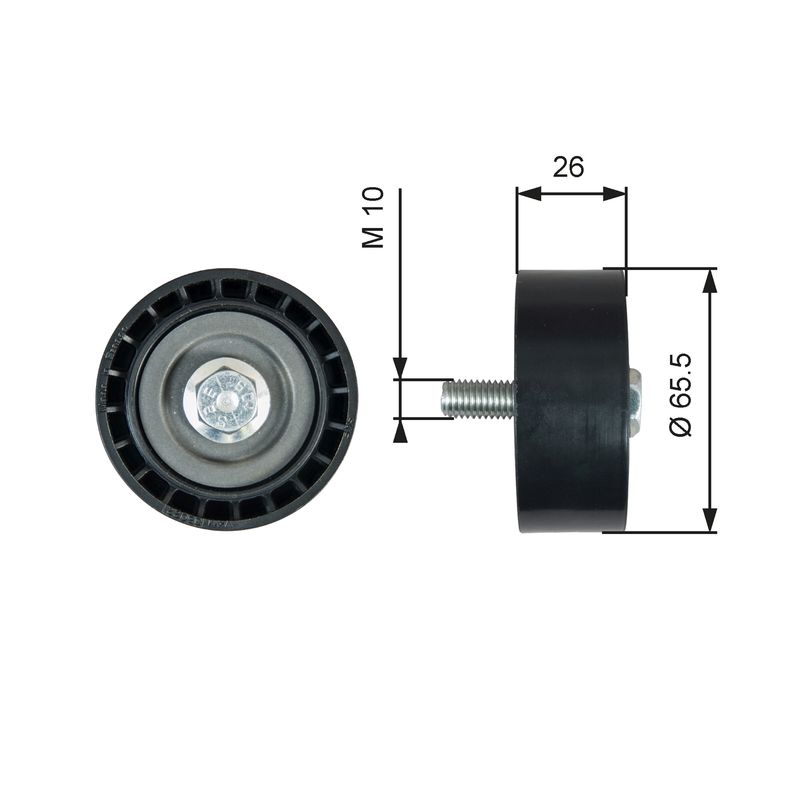 GATES T36775 Deflection/Guide Pulley, V-ribbed belt