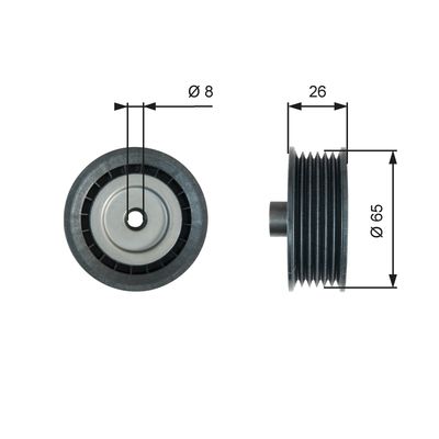 Deflection/Guide Pulley, V-ribbed belt GATES T36776