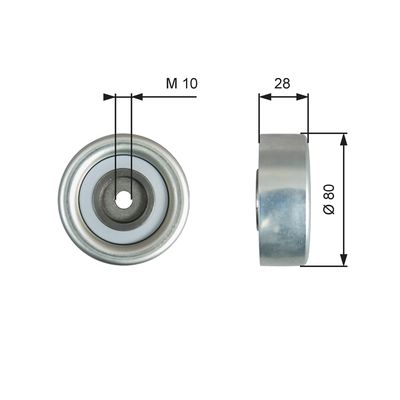 Deflection/Guide Pulley, V-ribbed belt GATES T36778