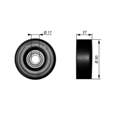 Deflection/Guide Pulley, V-ribbed belt GATES T38010