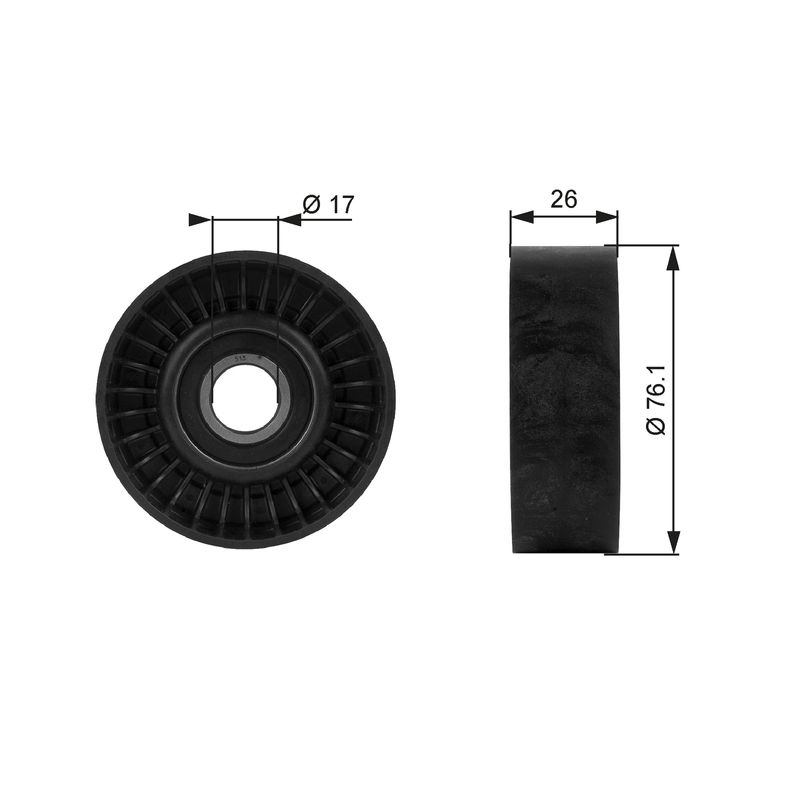 GATES T38015 Deflection/Guide Pulley, V-ribbed belt