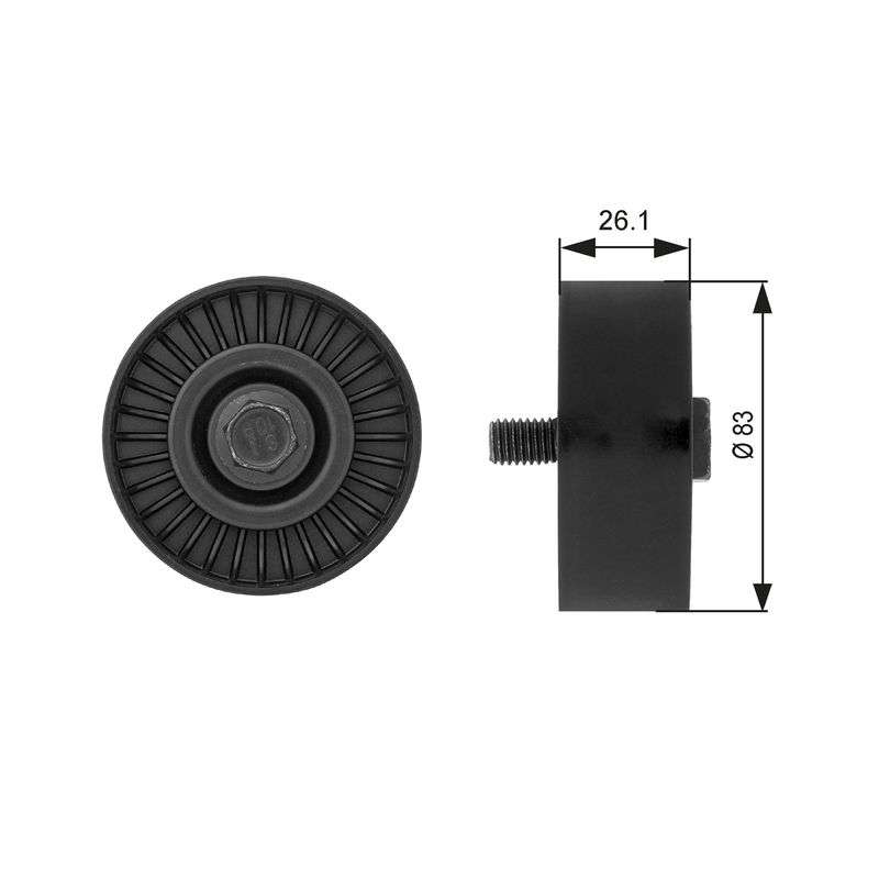 GATES T38027 Deflection/Guide Pulley, V-ribbed belt