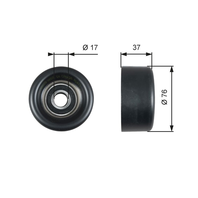 GATES T38028 Deflection/Guide Pulley, V-ribbed belt