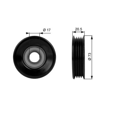 Tensioner Pulley, V-ribbed belt GATES T38030