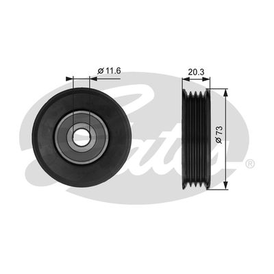 Deflection/Guide Pulley, V-ribbed belt GATES T38031