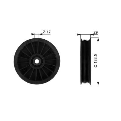 Deflection/Guide Pulley, V-ribbed belt GATES T38034