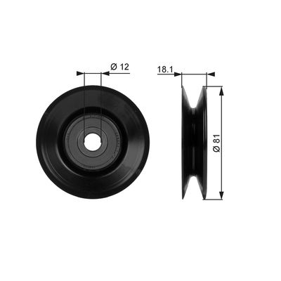 Deflection/Guide Pulley, V-belt GATES T38036