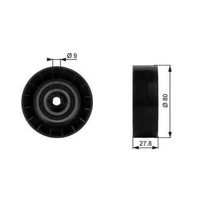 Deflection/Guide Pulley, V-ribbed belt GATES T38046