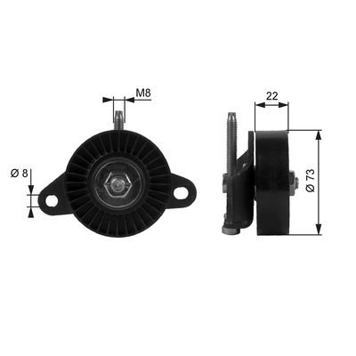 Tensioner Pulley, V-ribbed belt GATES T38056