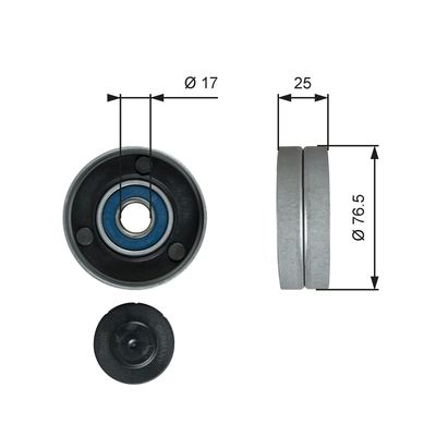 Deflection/Guide Pulley, V-ribbed belt GATES T38059