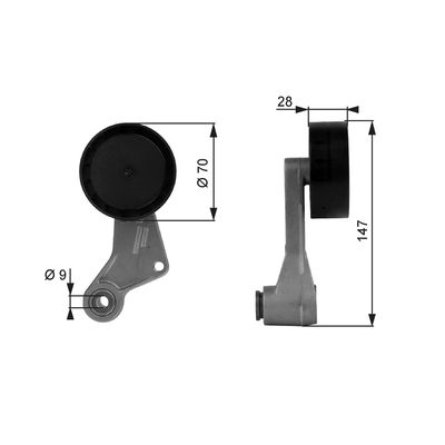 Belt Tensioner, V-ribbed belt GATES T38065