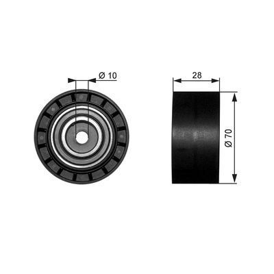 Deflection/Guide Pulley, V-ribbed belt GATES T38073