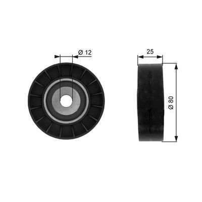 Tensioner Pulley, V-ribbed belt GATES T38074