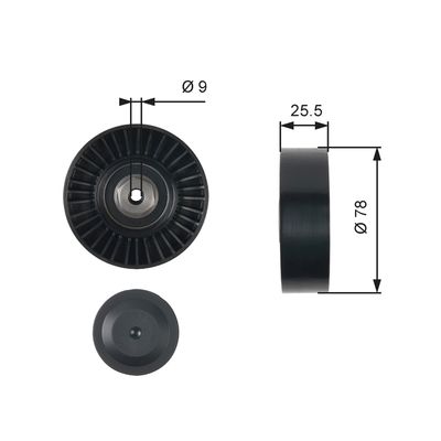 Deflection/Guide Pulley, V-ribbed belt GATES T38087