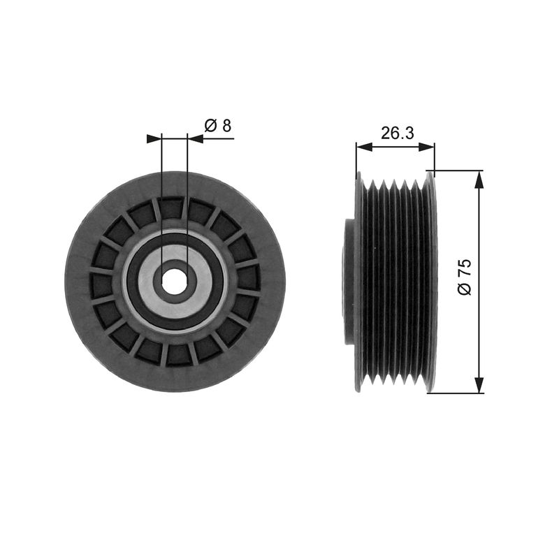 GATES T38092 Tensioner Pulley, V-ribbed belt